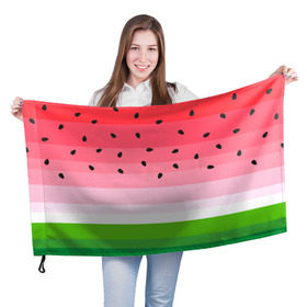 Флаг 3D с принтом Арбузик в Санкт-Петербурге, 100% полиэстер | плотность ткани — 95 г/м2, размер — 67 х 109 см. Принт наносится с одной стороны | pattern | trend | арбуз | зеленый | косточки | красный | мода | патерн | паттерн | розовый | текстура | тренд | фрукт | ягода