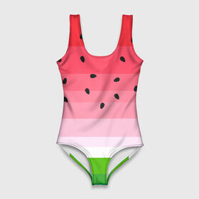 Купальник-боди 3D с принтом Арбузик в Санкт-Петербурге, 82% полиэстер, 18% эластан | Круглая горловина, круглый вырез на спине | pattern | trend | арбуз | зеленый | косточки | красный | мода | патерн | паттерн | розовый | текстура | тренд | фрукт | ягода