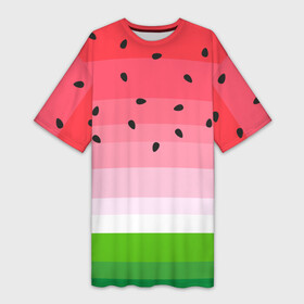 Платье-футболка 3D с принтом Арбузик в Санкт-Петербурге,  |  | pattern | trend | арбуз | зеленый | косточки | красный | мода | патерн | паттерн | розовый | текстура | тренд | фрукт | ягода