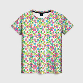 Женская футболка 3D с принтом Летняя прелесть в Санкт-Петербурге, 100% полиэфир ( синтетическое хлопкоподобное полотно) | прямой крой, круглый вырез горловины, длина до линии бедер | 