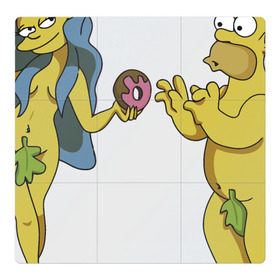 Магнитный плакат 3Х3 с принтом Симпсоны в Санкт-Петербурге, Полимерный материал с магнитным слоем | 9 деталей размером 9*9 см | bart | homer | love | simpsons | адам | барт | гомер | ева | любовь | мульт | мультфильм | пончик | симпсоны