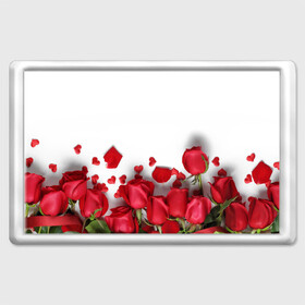 Магнит 45*70 с принтом Розы в Санкт-Петербурге, Пластик | Размер: 78*52 мм; Размер печати: 70*45 | flowers | gift | hearts | love | red | romantic | roses | valentines day | красные розы | сердечки