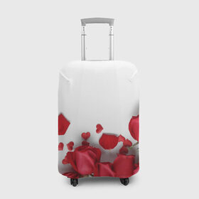 Чехол для чемодана 3D с принтом Розы в Санкт-Петербурге, 86% полиэфир, 14% спандекс | двустороннее нанесение принта, прорези для ручек и колес | flowers | gift | hearts | love | red | romantic | roses | valentines day | красные розы | сердечки