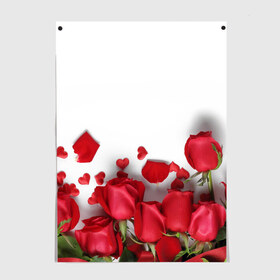 Постер с принтом Розы в Санкт-Петербурге, 100% бумага
 | бумага, плотность 150 мг. Матовая, но за счет высокого коэффициента гладкости имеет небольшой блеск и дает на свету блики, но в отличии от глянцевой бумаги не покрыта лаком | flowers | gift | hearts | love | red | romantic | roses | valentines day | красные розы | сердечки