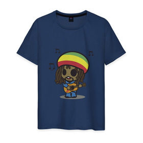 Мужская футболка хлопок с принтом Reggae в Санкт-Петербурге, 100% хлопок | прямой крой, круглый вырез горловины, длина до линии бедер, слегка спущенное плечо. | bob marley | боб марли
