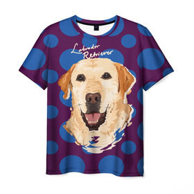 Мужская футболка 3D с принтом Лабрадор Ретривер в Санкт-Петербурге, 100% полиэфир | прямой крой, круглый вырез горловины, длина до линии бедер | animal | dog | labrador retriever | pet | puppy | арт | животные | лабрадор | пес | собаки