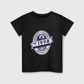 Детская футболка хлопок с принтом Made in 1998 в Санкт-Петербурге, 100% хлопок | круглый вырез горловины, полуприлегающий силуэт, длина до линии бедер | 1998 | best | year | возраст | год | дата | день рождения | дочь | именинник | королева | король | лучший | оригинал | родители | рождение | сын