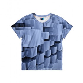 Детская футболка 3D с принтом Текстура в Санкт-Петербурге, 100% гипоаллергенный полиэфир | прямой крой, круглый вырез горловины, длина до линии бедер, чуть спущенное плечо, ткань немного тянется | abstract | abstraction | block | tessera | абстракция | кубики | текстура