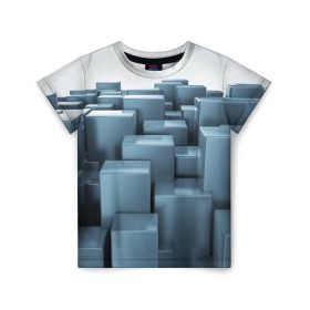Детская футболка 3D с принтом Кубическая текстура в Санкт-Петербурге, 100% гипоаллергенный полиэфир | прямой крой, круглый вырез горловины, длина до линии бедер, чуть спущенное плечо, ткань немного тянется | abstract | abstraction | block | tessera | абстракция | кубики | текстура