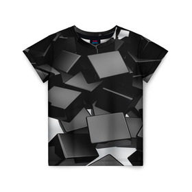 Детская футболка 3D с принтом Кубы материи в Санкт-Петербурге, 100% гипоаллергенный полиэфир | прямой крой, круглый вырез горловины, длина до линии бедер, чуть спущенное плечо, ткань немного тянется | abstract | abstraction | block | tessera | абстракция | кубики | текстура