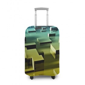 Чехол для чемодана 3D с принтом Плавающие кубы в Санкт-Петербурге, 86% полиэфир, 14% спандекс | двустороннее нанесение принта, прорези для ручек и колес | abstract | abstraction | block | tessera | абстракция | кубики | текстура