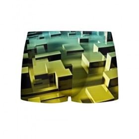 Мужские трусы 3D с принтом Плавающие кубы в Санкт-Петербурге, 50% хлопок, 50% полиэстер | классическая посадка, на поясе мягкая тканевая резинка | abstract | abstraction | block | tessera | абстракция | кубики | текстура