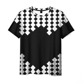Мужская футболка 3D с принтом Шахматная клетка в Санкт-Петербурге, 100% полиэфир | прямой крой, круглый вырез горловины, длина до линии бедер | Тематика изображения на принте: abstract | abstraction | block | tessera | абстракция | клетка | кубики | текстура