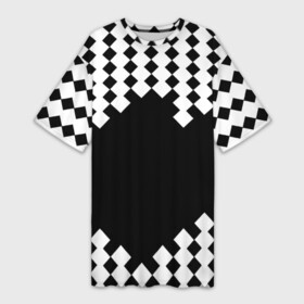 Платье-футболка 3D с принтом Шахматная клетка в Санкт-Петербурге,  |  | abstract | abstraction | block | tessera | абстракция | клетка | кубики | текстура