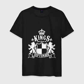 Мужская футболка хлопок с принтом Короли рождаются в сентябре в Санкт-Петербурге, 100% хлопок | прямой крой, круглый вырез горловины, длина до линии бедер, слегка спущенное плечо. | день рождения | король | осень | сентябрь
