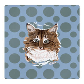 Магнитный плакат 3Х3 с принтом Мейн-Кун в Санкт-Петербурге, Полимерный материал с магнитным слоем | 9 деталей размером 9*9 см | cat | kitten | kitty | maine coon | pet | арт | животные | коты | кошки | кружочки | мейн кун | текстура