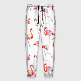 Мужские брюки 3D с принтом Фламинго в Санкт-Петербурге, 100% полиэстер | манжеты по низу, эластичный пояс регулируется шнурком, по бокам два кармана без застежек, внутренняя часть кармана из мелкой сетки | vppdgryphon | арт | краска | прикольные | птицы | фламинго | цветные