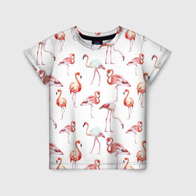 Детская футболка 3D с принтом Фламинго в Санкт-Петербурге, 100% гипоаллергенный полиэфир | прямой крой, круглый вырез горловины, длина до линии бедер, чуть спущенное плечо, ткань немного тянется | vppdgryphon | арт | краска | прикольные | птицы | фламинго | цветные