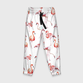 Детские брюки 3D с принтом Фламинго в Санкт-Петербурге, 100% полиэстер | манжеты по низу, эластичный пояс регулируется шнурком, по бокам два кармана без застежек, внутренняя часть кармана из мелкой сетки | vppdgryphon | арт | краска | прикольные | птицы | фламинго | цветные