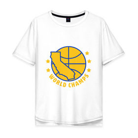 Мужская футболка хлопок Oversize с принтом Golden State - World Champs в Санкт-Петербурге, 100% хлопок | свободный крой, круглый ворот, “спинка” длиннее передней части | баскетбол | нба