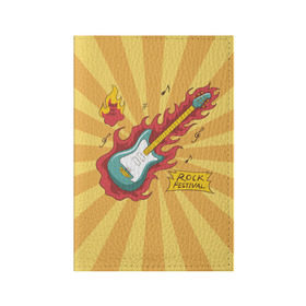 Обложка для паспорта матовая кожа с принтом Rock Festival в Санкт-Петербурге, натуральная матовая кожа | размер 19,3 х 13,7 см; прозрачные пластиковые крепления | Тематика изображения на принте: festival | rock | гитара | металл | музыка | ноты | огонь | рок | солнце | треш | хард