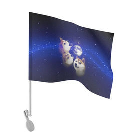 Флаг для автомобиля с принтом Космопес Хатико в Санкт-Петербурге, 100% полиэстер | Размер: 30*21 см | акита ину | взгляд | голова | звезды | космос | лай | луна | мем | пасть | пес | собака | хатико