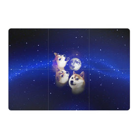 Магнитный плакат 3Х2 с принтом Космопес Хатико в Санкт-Петербурге, Полимерный материал с магнитным слоем | 6 деталей размером 9*9 см | Тематика изображения на принте: акита ину | взгляд | голова | звезды | космос | лай | луна | мем | пасть | пес | собака | хатико