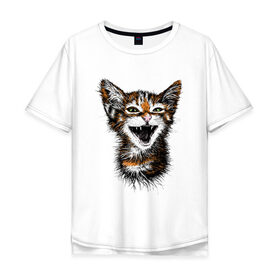 Мужская футболка хлопок Oversize с принтом Рыжий кот в Санкт-Петербурге, 100% хлопок | свободный крой, круглый ворот, “спинка” длиннее передней части | 