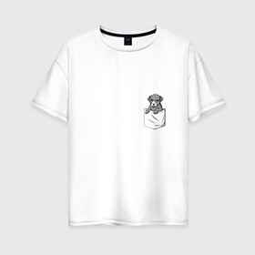 Женская футболка хлопок Oversize с принтом Карман в Санкт-Петербурге, 100% хлопок | свободный крой, круглый ворот, спущенный рукав, длина до линии бедер
 | дог | карман | собака | щенок