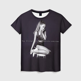 Женская футболка 3D с принтом Ariana Grande в Санкт-Петербурге, 100% полиэфир ( синтетическое хлопкоподобное полотно) | прямой крой, круглый вырез горловины, длина до линии бедер | Тематика изображения на принте: ariana grande
