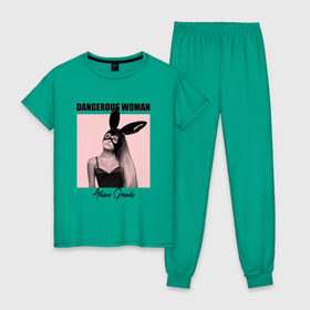 Женская пижама хлопок с принтом Ariana Grande в Санкт-Петербурге, 100% хлопок | брюки и футболка прямого кроя, без карманов, на брюках мягкая резинка на поясе и по низу штанин | Тематика изображения на принте: ariana grande