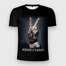 Мужская футболка 3D спортивная с принтом House of Cards в Санкт-Петербурге, 100% полиэстер с улучшенными характеристиками | приталенный силуэт, круглая горловина, широкие плечи, сужается к линии бедра | house of cards | карточный домик | кевин спейси | сериалы