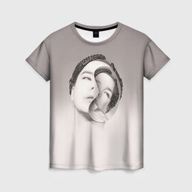 Женская футболка 3D с принтом Bjork в Санкт-Петербурге, 100% полиэфир ( синтетическое хлопкоподобное полотно) | прямой крой, круглый вырез горловины, длина до линии бедер | bjork | бьёрк | бьорк