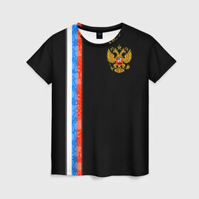 Женская футболка 3D с принтом Russia - Black collection в Санкт-Петербурге, 100% полиэфир ( синтетическое хлопкоподобное полотно) | прямой крой, круглый вырез горловины, длина до линии бедер | 