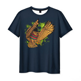 Мужская футболка 3D с принтом Сова - Фредди Крюгер в Санкт-Петербурге, 100% полиэфир | прямой крой, круглый вырез горловины, длина до линии бедер | bird | freddy krueger | owl | когти | лапа | луна | ночь | пернатые | птица | сова