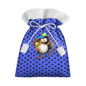 Подарочный 3D мешок с принтом Счастливый совенок в Санкт-Петербурге, 100% полиэстер | Размер: 29*39 см | owl | summer | животные | лето | мороженое | полуночник | природа | сова | сыч | филин