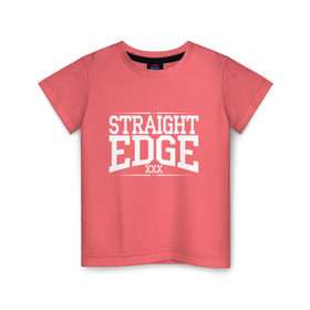 Детская футболка хлопок с принтом straight edge xxx в Санкт-Петербурге, 100% хлопок | круглый вырез горловины, полуприлегающий силуэт, длина до линии бедер | drugfree | edge | hardcore | punk | sxe