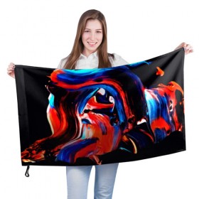 Флаг 3D с принтом Узоры красок в Санкт-Петербурге, 100% полиэстер | плотность ткани — 95 г/м2, размер — 67 х 109 см. Принт наносится с одной стороны | абстракция | потертость | размытые | текстуры | цветные | яркие