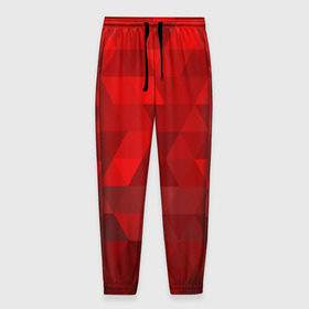 Мужские брюки 3D с принтом Red pattern в Санкт-Петербурге, 100% полиэстер | манжеты по низу, эластичный пояс регулируется шнурком, по бокам два кармана без застежек, внутренняя часть кармана из мелкой сетки | геометрия | красный | треугольники