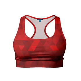 Женский спортивный топ 3D с принтом Red pattern в Санкт-Петербурге, 82% полиэстер, 18% спандекс Ткань безопасна для здоровья, позволяет коже дышать, не мнется и не растягивается |  | геометрия | красный | треугольники