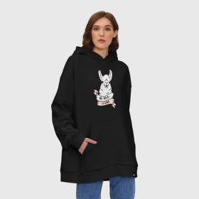 Худи SuperOversize хлопок с принтом No prob-llama в Санкт-Петербурге, 70% хлопок, 30% полиэстер, мягкий начес внутри | карман-кенгуру, эластичная резинка на манжетах и по нижней кромке, двухслойный капюшон
 | lama | лама