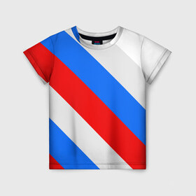 Детская футболка 3D с принтом Россия в Санкт-Петербурге, 100% гипоаллергенный полиэфир | прямой крой, круглый вырез горловины, длина до линии бедер, чуть спущенное плечо, ткань немного тянется | russia | флаг