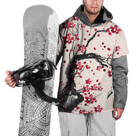 Накидка на куртку 3D с принтом Сакура в Санкт-Петербурге, 100% полиэстер |  | Тематика изображения на принте: вишня | дерево | зима | красный | новинки | птицы | черный | япония