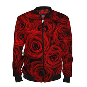 Мужской бомбер 3D с принтом Красные розы в Санкт-Петербурге, 100% полиэстер | застегивается на молнию, по бокам два кармана без застежек, по низу бомбера и на воротнике - эластичная резинка | букет | красный | розы | цветы