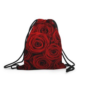 Рюкзак-мешок 3D с принтом Красные розы в Санкт-Петербурге, 100% полиэстер | плотность ткани — 200 г/м2, размер — 35 х 45 см; лямки — толстые шнурки, застежка на шнуровке, без карманов и подкладки | букет | красный | розы | цветы