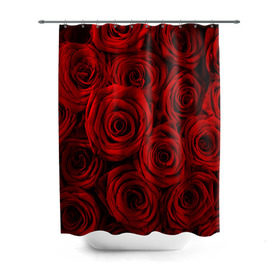 Штора 3D для ванной с принтом Красные розы в Санкт-Петербурге, 100% полиэстер | плотность материала — 100 г/м2. Стандартный размер — 146 см х 180 см. По верхнему краю — пластиковые люверсы для креплений. В комплекте 10 пластиковых колец | букет | красный | розы | цветы