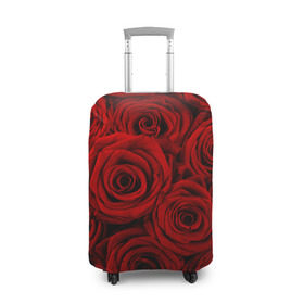 Чехол для чемодана 3D с принтом Красные розы в Санкт-Петербурге, 86% полиэфир, 14% спандекс | двустороннее нанесение принта, прорези для ручек и колес | букет | красный | розы | цветы