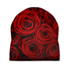Шапка 3D с принтом Красные розы в Санкт-Петербурге, 100% полиэстер | универсальный размер, печать по всей поверхности изделия | букет | красный | розы | цветы