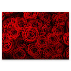 Поздравительная открытка с принтом Красные розы в Санкт-Петербурге, 100% бумага | плотность бумаги 280 г/м2, матовая, на обратной стороне линовка и место для марки
 | букет | красный | розы | цветы
