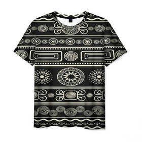 Мужская футболка 3D с принтом Африканский мотив в Санкт-Петербурге, 100% полиэфир | прямой крой, круглый вырез горловины, длина до линии бедер | kniting | pattern | вышивание | вышивка | зимний | колосок | одежда | рукоделие | текстуры | узоры | украшение | шитье | этнический